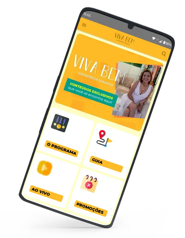 Imagem simulando o Viva Bem App em um iPhone